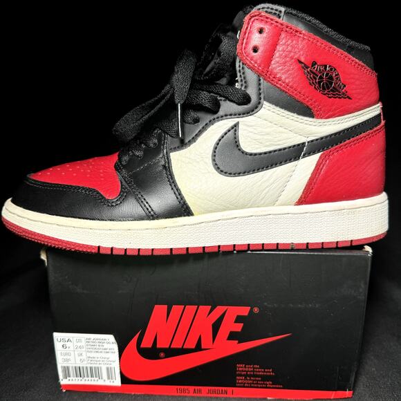 Size 6 - Nike Air Jordan 1 OG BG 'Bred Toe' 2018 Shoes - Picture 8 of 8